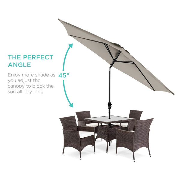 10ft Outdoor Steel Market Patio Umbrella w/ Crank Tilt Push Button 6 Ribs - Beige 1214