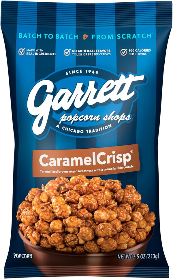 Garrett Popcorn CaramelCrisp 7oz 1 Bag   Caramel Gourmet Popcorn Gluten Free Sweet Snack Popcorn Bags (Qty: 9) - C7