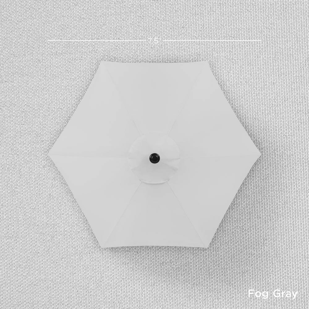 7.5 ft Heavy-Duty Outdoor Market Patio Umbrella with Push Button Tilt, Easy Crank Lift in Fog Gray - F1 - 1985