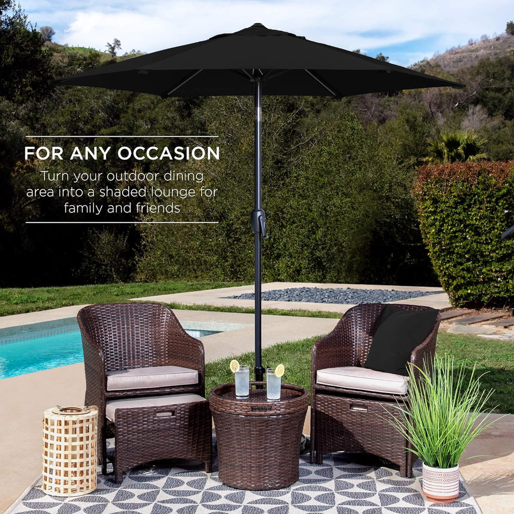 Best Choice Products 7.5ft Heavy-Duty Round Outdoor Market Table Patio Umbrella w/Steel Pole, Push Button Tilt, Easy Crank Lift - Black - K3 - 383