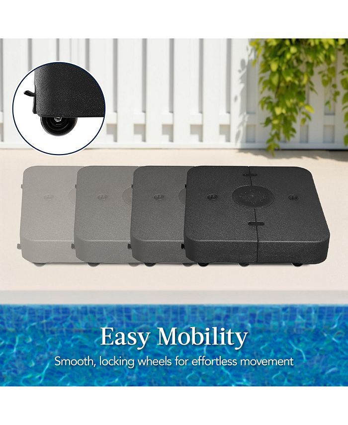 Best Choice Products Heavy-Duty Outdoor Cantilever Base Stand w/ Wheels, Locks, Fillable 330lb Capacity - Black - M3-1547