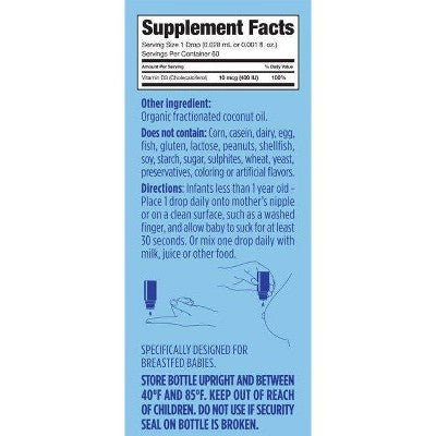 (Lot of 2) Ddrops Baby Vitamin D 400 IU Organic Liquid Drops - 0.06 fl oz -K9-0113