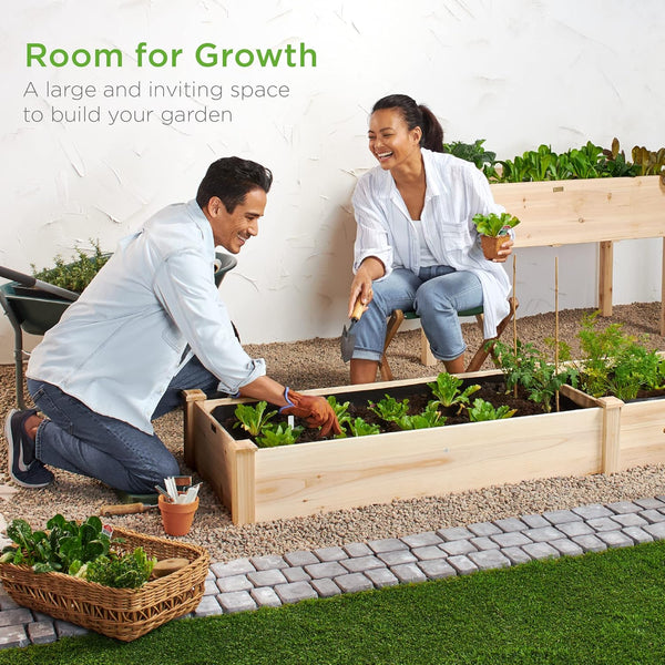 Best Choice Products 8x2ft Outdoor Wooden Raised Garden Bed Planter for Vegetables, Grass, Lawn, Yard - Natural 1432