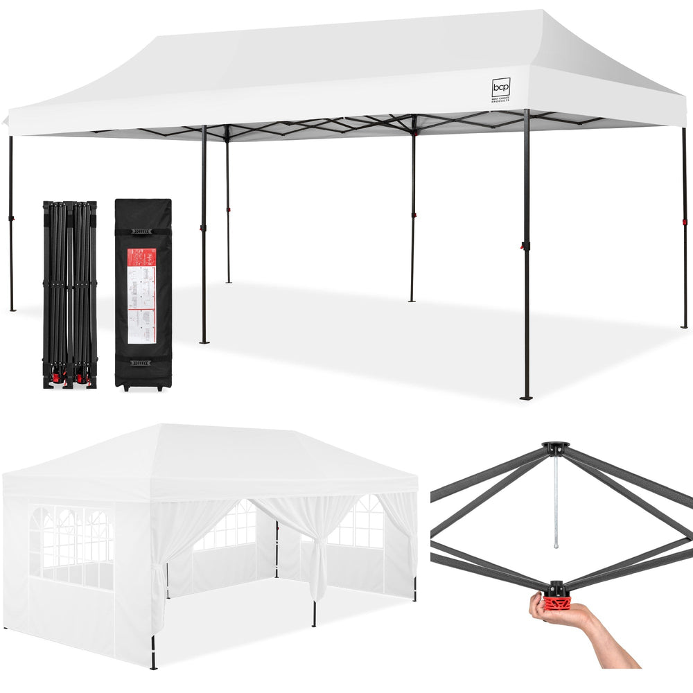 Best Choice 10×20ft Pop-Up Canopy Tent w/ Case — White — F108