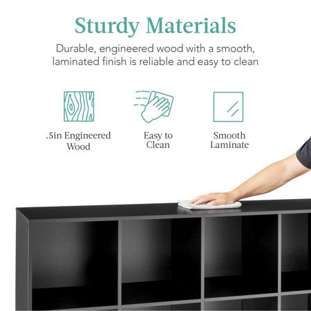 Best Choice Products 8-Cube Bookshelf, 11in Display Storage System, Organizer w/ Removable Back Panels - Black - G7 - 968