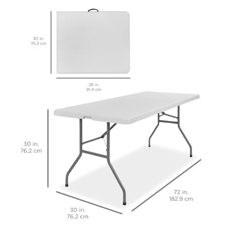 Best Choice Products 6ft Plastic Folding Table, Indoor Outdoor Heavy Duty Portable w/ Handle, Lock - White - E4 - 982