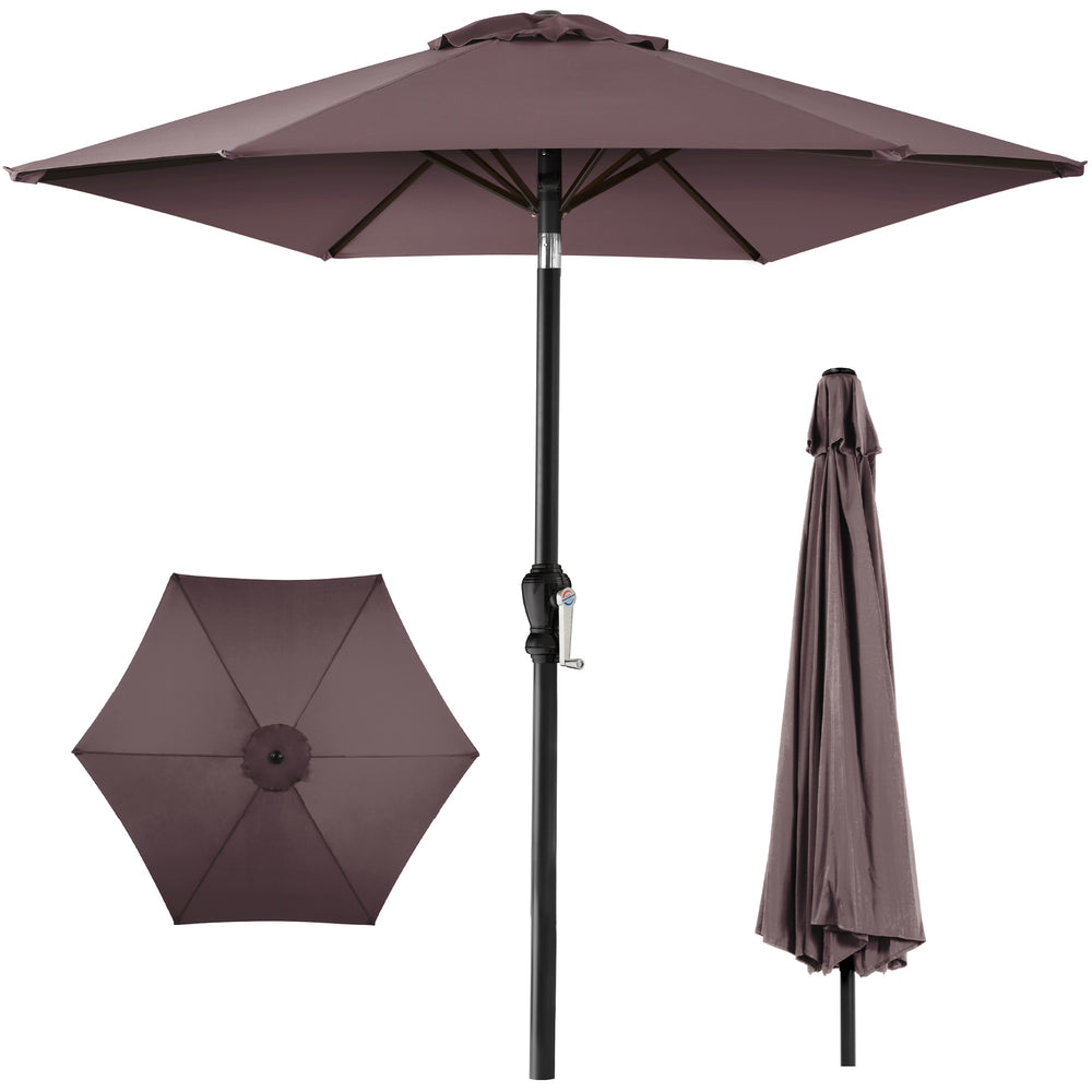 10ft Outdoor Steel Market Patio Umbrella W/ Crank, Tilt Push Button, 6 Ribs 209