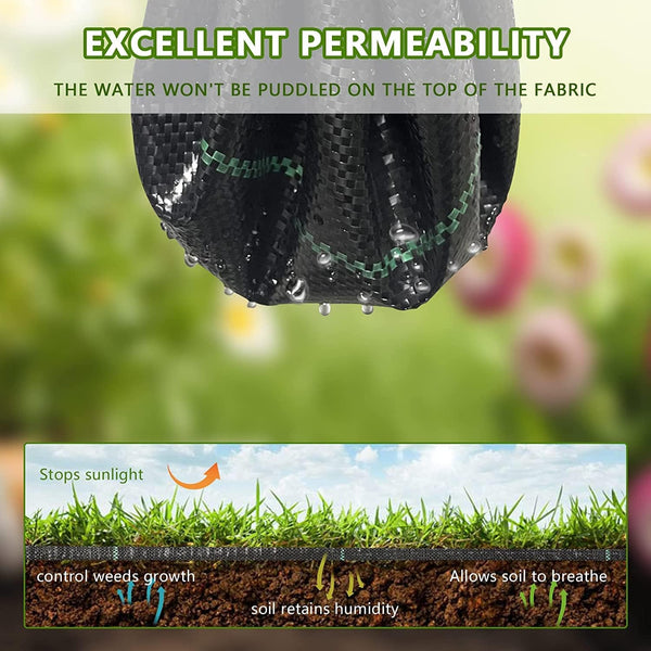 3ftx50ft Weed Barrier Landscape Fabric Heavy Duty Weed Block Gardening Ground Cover Mat, Weed Control Garden Cloth  Woven Geotextile Fabric for Underlayment Commercial Driveway Fabric 1356