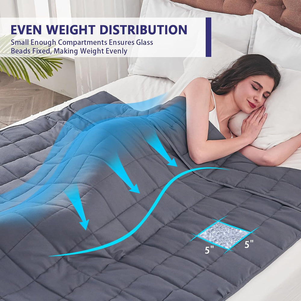 yescool Weighted Blanket for Adults (20 lbs, 60  x 80 , Grey) Cooling Heavy Blanket for Sleeping Perfect for 190-210 lbs, Queen Size Breathable Blanket with Premium Glass Bead, Machine Washable 1270
