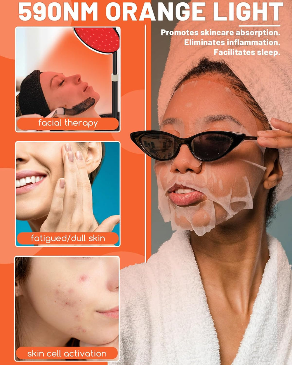 Red Light Therapy Lamp for Face- Facial and Body Treatment with Adjustable Height Stand, 120 LEDs, 590nm, 660nm, 660nm+940nm - Alleviate Muscle Soreness, Skin Vitality, Black 1973