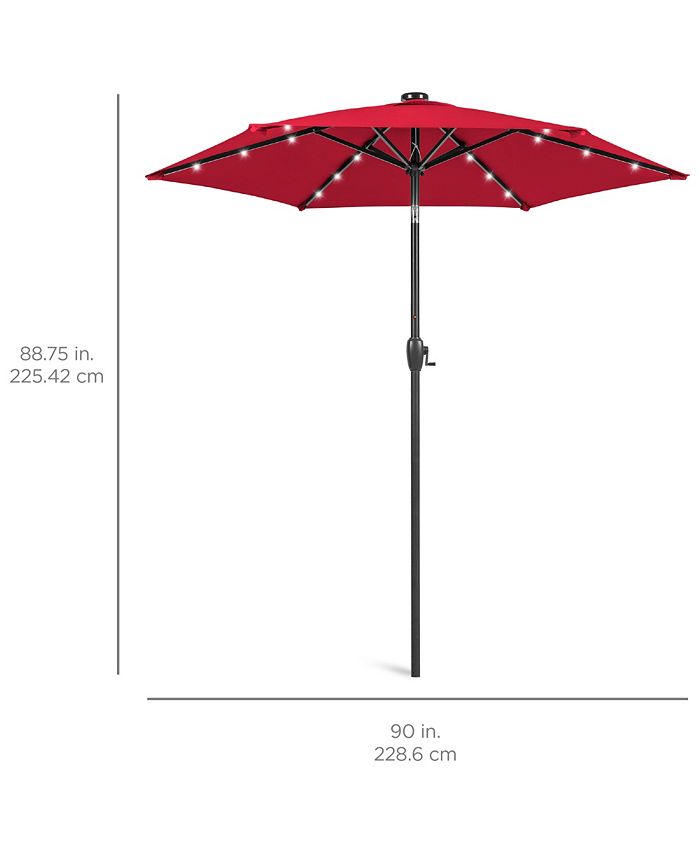 Best Choice Products 7.5ft Outdoor Solar Patio Umbrella for Deck, Pool w/ Tilt, Crank, LED Lights - Red - No Size - L8 - 470