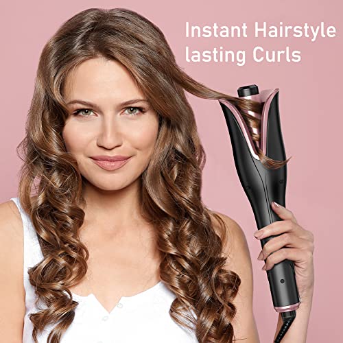 Upgrade Automatic Hair Curler,BEJARM Rotating Curling Iron with 1" Large Barrel Ideal for Mid Length to Longer Hair, Auto Curling Wand with Anti-Scald 1963