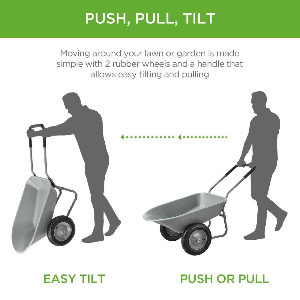 5 cu. ft. Gray Plastic Wheelbarrow with Padded Handles - M1 - 362