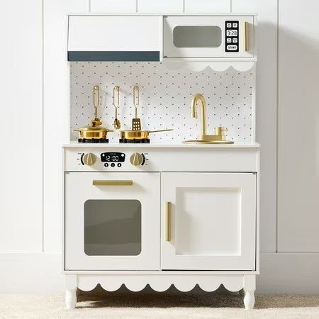 Best Choice Products Pretend Play Cottage Kitchen Wooden Toy Set for Kids w/ 5 Accessories, Oven - White - G9 - 1024
