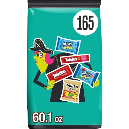 Haribo Jolly Rancher and Twizzlers Assorted Fruit Flavored Halloween Candy Bulk Bag 60.1 Oz 165 Pieces (Qty: 2) - X41