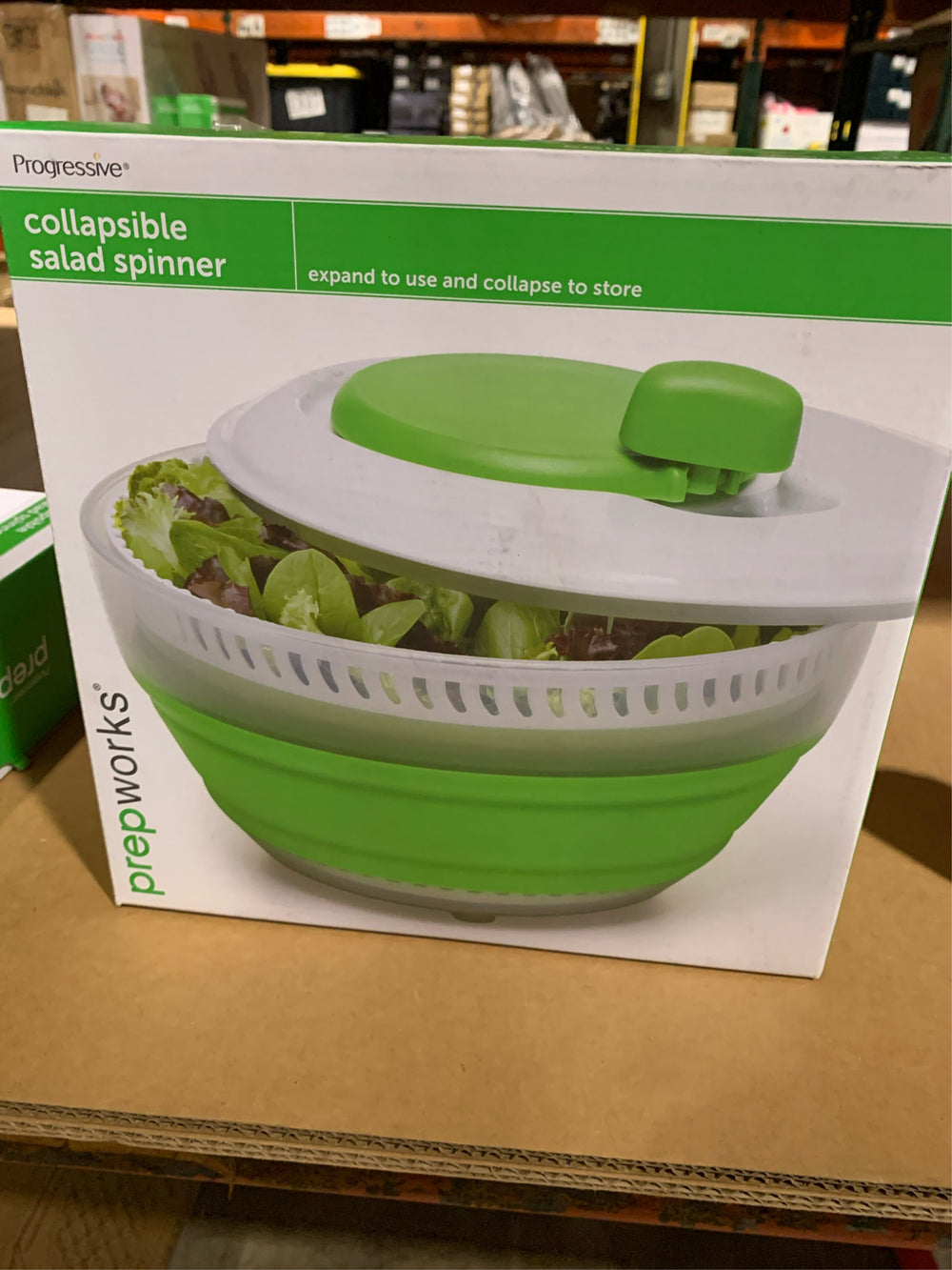 Progressive Prepworks Green/White Plastic Collapsible Salid Spinner 3 qt -E8-0056