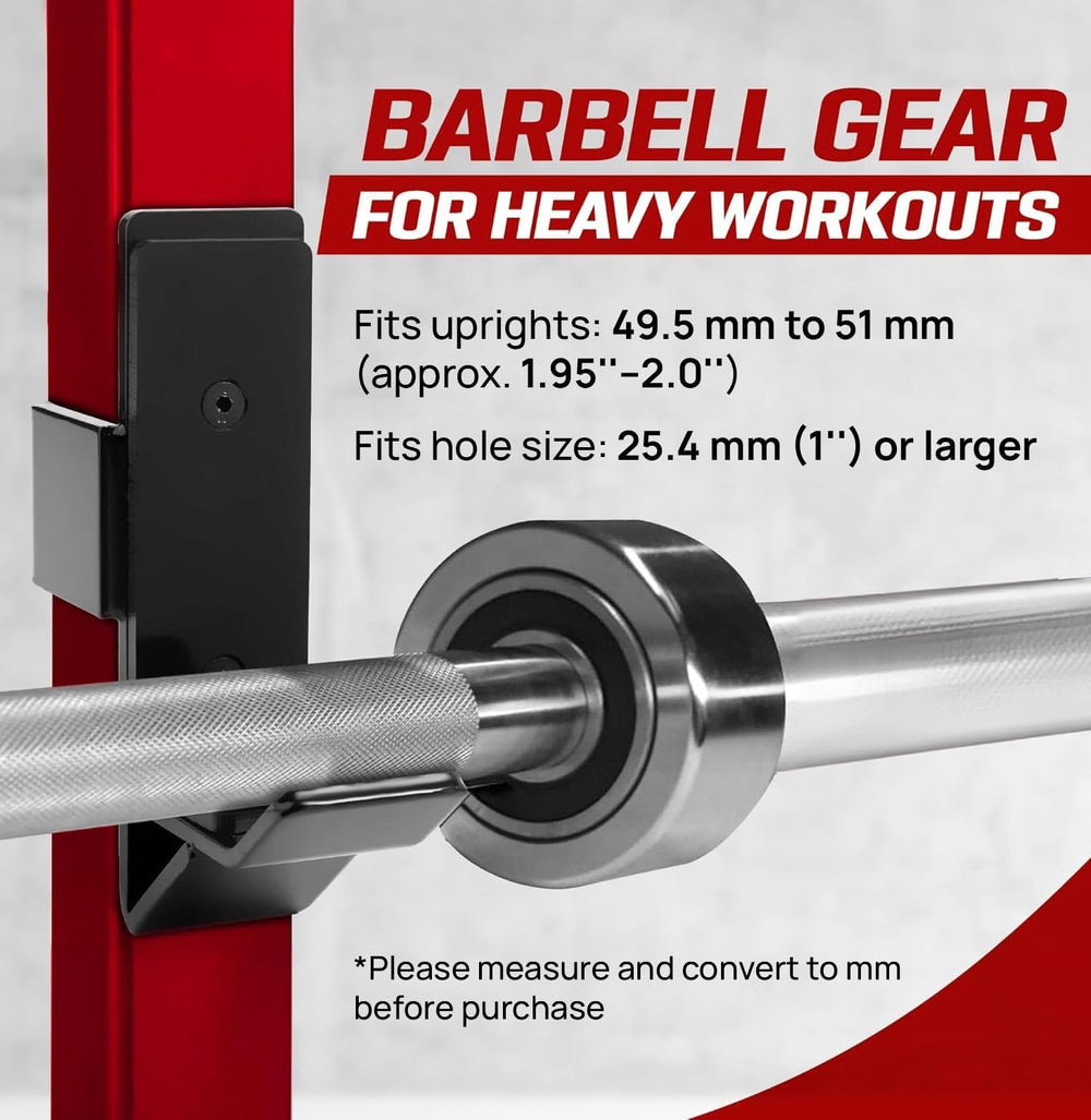 Yes4All Power Rack J-Hooks & Attachments   Heavy Duty Barbell Holders Compatible with 2x2 & 3x3 Power Racks for Home Gym 1340