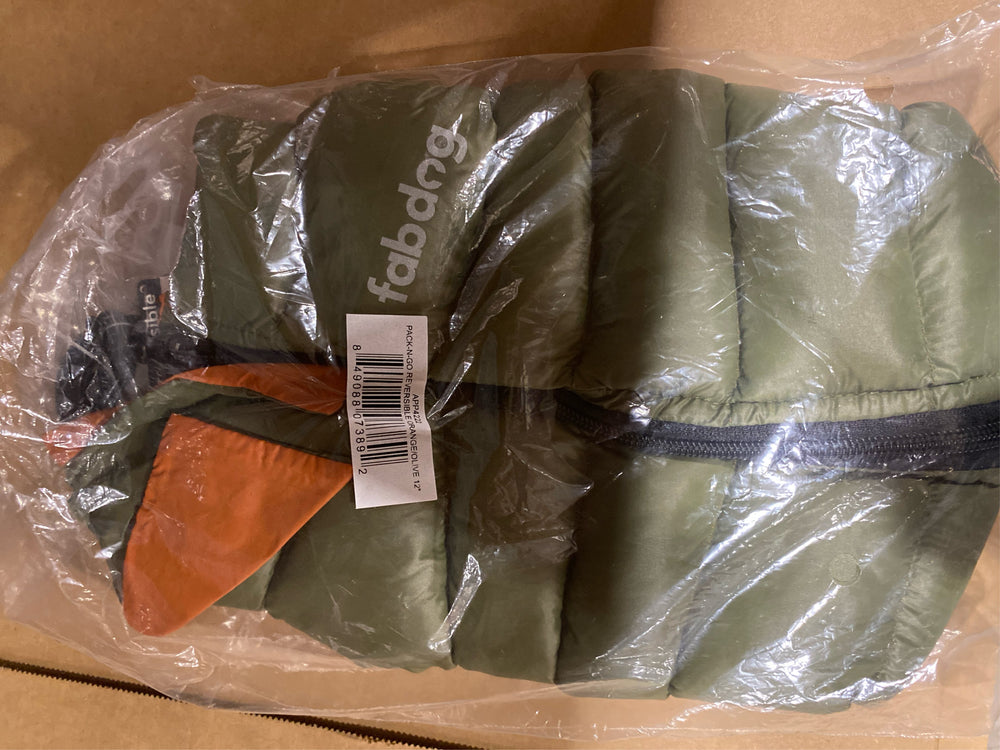 Fab dog reversible olive puffer jacket 12" Small - K11 - 598