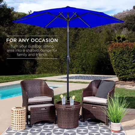 Best Choice Products 7.5ft Heavy-Duty Outdoor Market Patio Umbrella w/ Push Button Tilt, Easy Crank - Cobalt Blue - F2 - 96