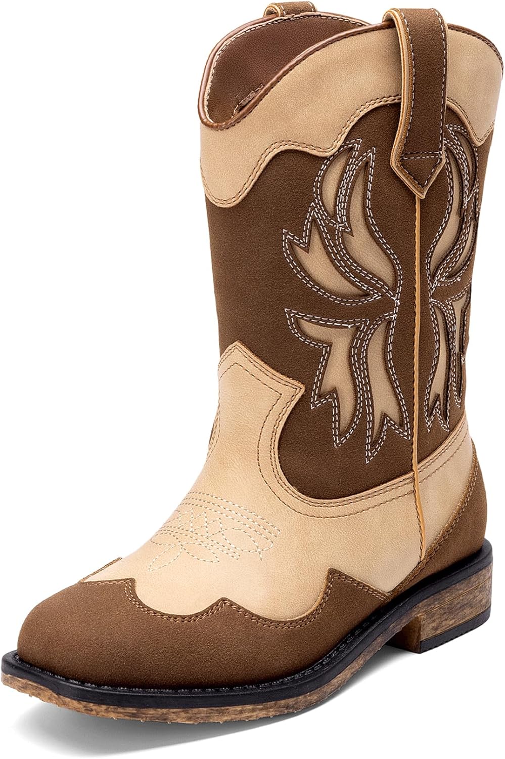 DREAM PAIRS Toddler Cowboy Boots Cowgirl Boots for Girls Square Toe Mid Calf Boys Western Fashion Riding Shoes for Toddler/Little Kid/Big Kid US size 1