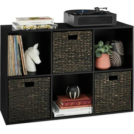 Best Choice Products 6-Cube Bookshelf, 13.5in Display Storage System, Organizer w/ Removable Back Panels - Black - 1568