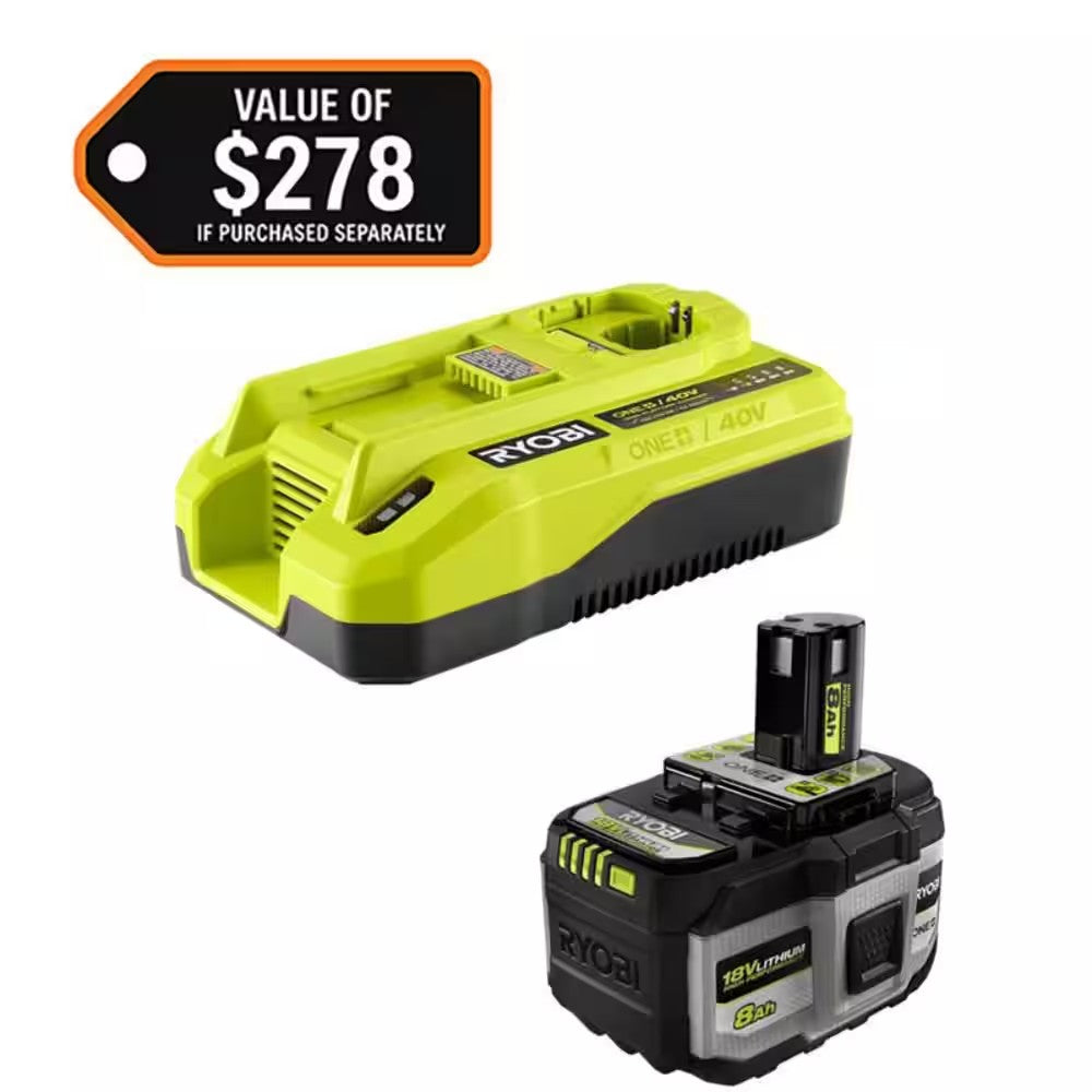 RYOBI ONE+ HIGH PERFORMANCE Starter Kit with 18V 8 Ah Lithium-Ion Battery and 18V/40V Dual Platform Charger - 356