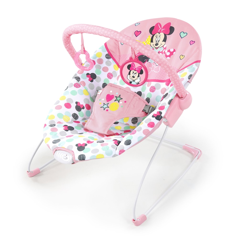 Disney Baby Slip Resistant Vibrating Infant Baby Bouncer Minnie Mouse Spotty Dotty by Bright Starts 1970