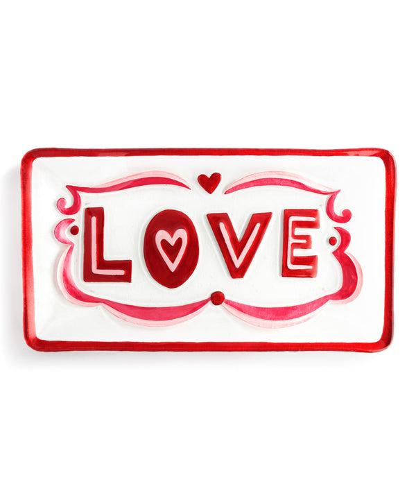 White & Red 'Love' Framed Rectangle Platter - G14 - 319