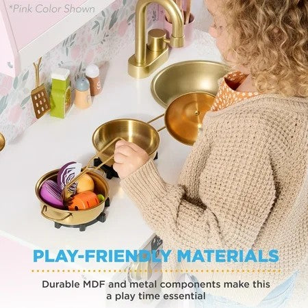 Best Choice Products Pretend Play Cottage Kitchen Wooden Toy Set for Kids w/ 5 Accessories, Oven - White 1750