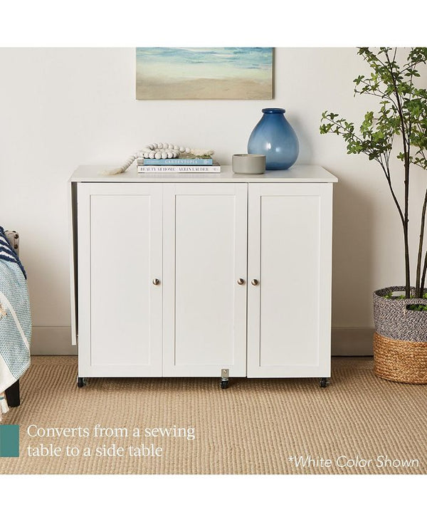 Best Choice Products Large Portable Multipurpose Folding Sewing Table w/ Magnetic Doors, Craft Storage - White -H2-0112