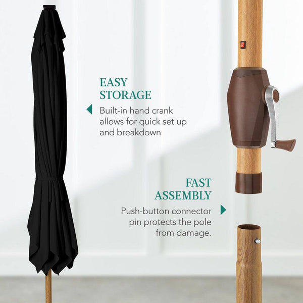 9 ft. Steel Market Patio Umbrella in Black -F5-2001