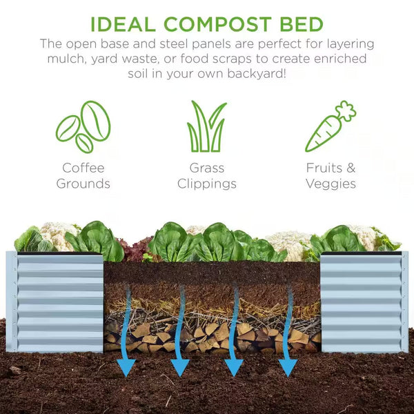 8 ft. x 4 ft. x 2 ft. Mist Blue Outdoor Steel Raised Garden Bed, Planter Box for Vegetables, Flowers, Herbs - D3 - 1418