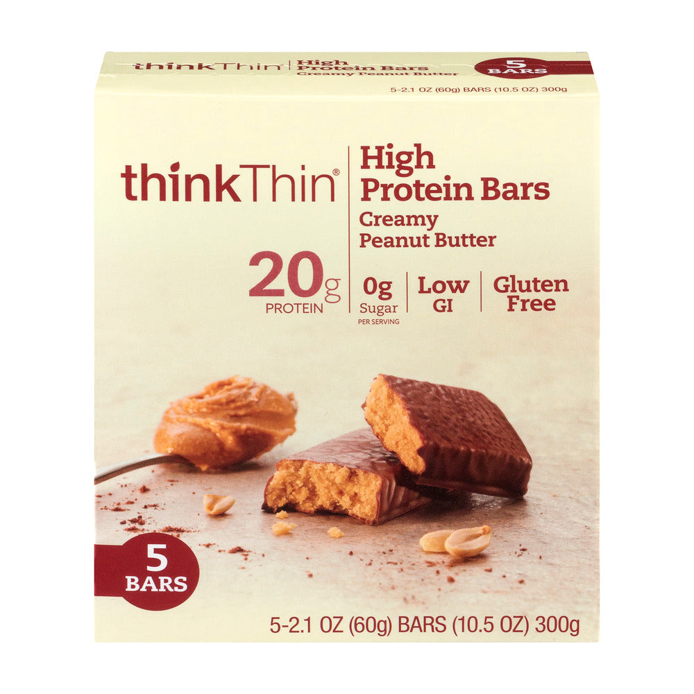 Think! High Protein Bar Creamy Peanut Butter 20g Protein Gluten Free 5 Count (Qty: 4) - C28