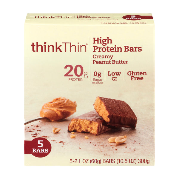 Think! High Protein Bar Creamy Peanut Butter 20g Protein Gluten Free 5 Count (Qty: 4) - C28