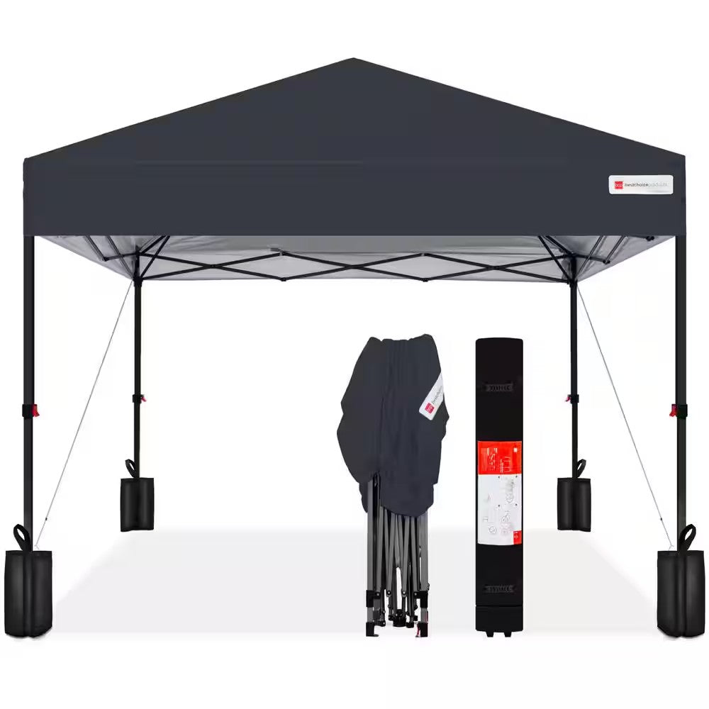 10 ft. x 10 ft. Gray Easy Setup Pop Up Canopy Instant Portable Tent with 1-Button Push - C3-1020