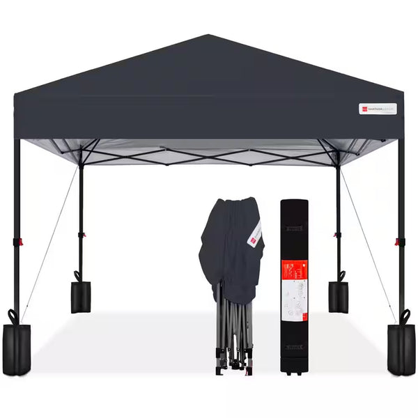 10 ft. x 10 ft. Gray Easy Setup Pop Up Canopy Instant Portable Tent with 1-Button Push - C3-1020
