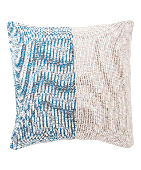 Light Blue & Off-White Color Block Throw Pillow - A7 - 580