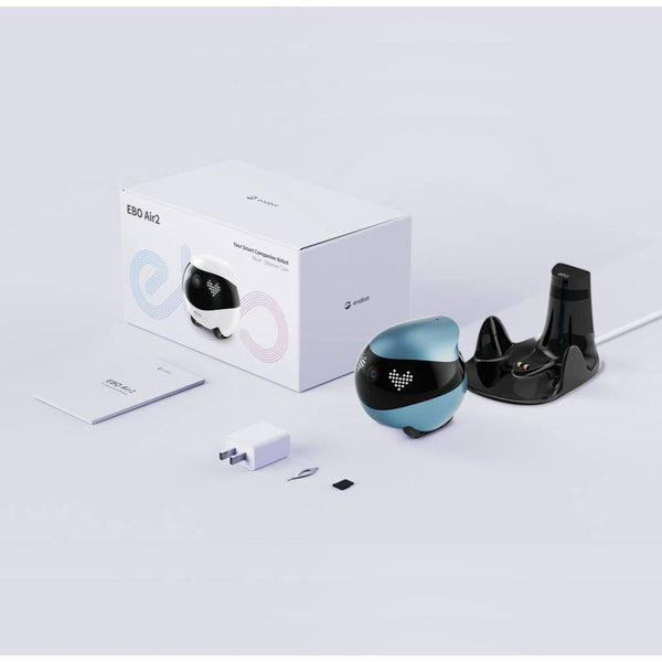 EBO Air 2 2K HD Camera, Intelligent Home Companion Robot, Whole Home Mobility, Family Interaction, Jay Blue -E8-0188