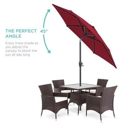 Best Choice Products 7.5ft Heavy-Duty Outdoor Market Patio Umbrella w/ Push Button Tilt, Easy Crank - Merlot - L7 - 462