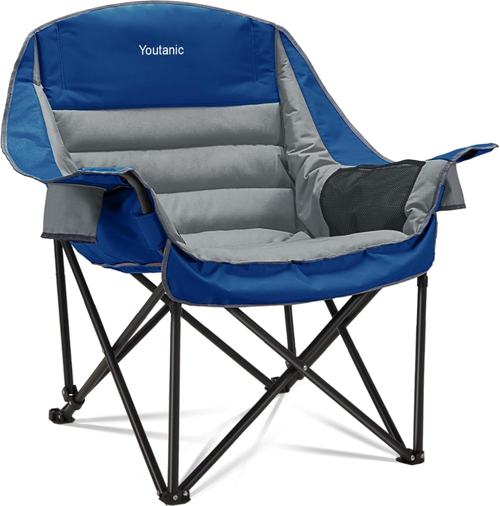 Oversized Portable Camping Chair w/ Side Pocket (400 lb) – B23 Appears New