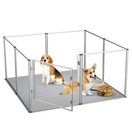 BingoPaw Clear Dog Whelping Box Fence Pet Breed Pen Playpen with Waterproof Pad, 24" H - A1 - 397