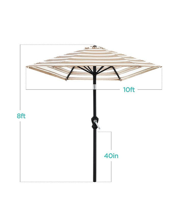 Best Choice Products 10ft Outdoor Steel Striped Market Patio Umbrella w/ Crank, Tilt Push Button, 6 Ribs - Brown -F4-1996