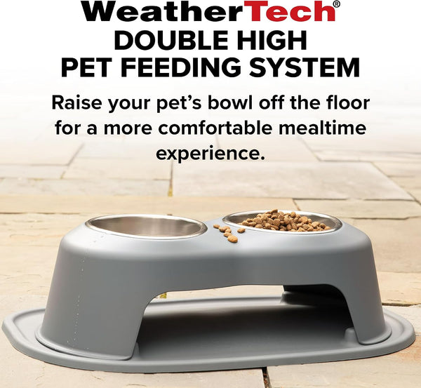 WeatherTech Double High Pet Feeding System w/Plastic Dog/Cat Bowls - 10" High Stand Light Grey (PDHC6410LGLG) -M5-0645