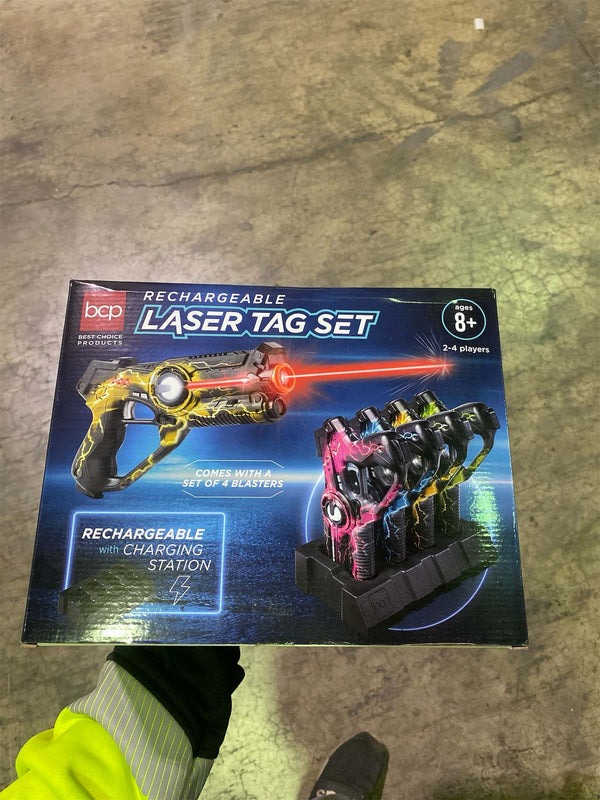 Best Choice Products Rechargeable Laser Tag Set for Kids & Adults, 4 Pack Infrared Blasters with Docking Station, No Vest Needed, Multiplayer Team Game, 4 Modes - Yellow/Green/Teal/Pink - K6 - 276