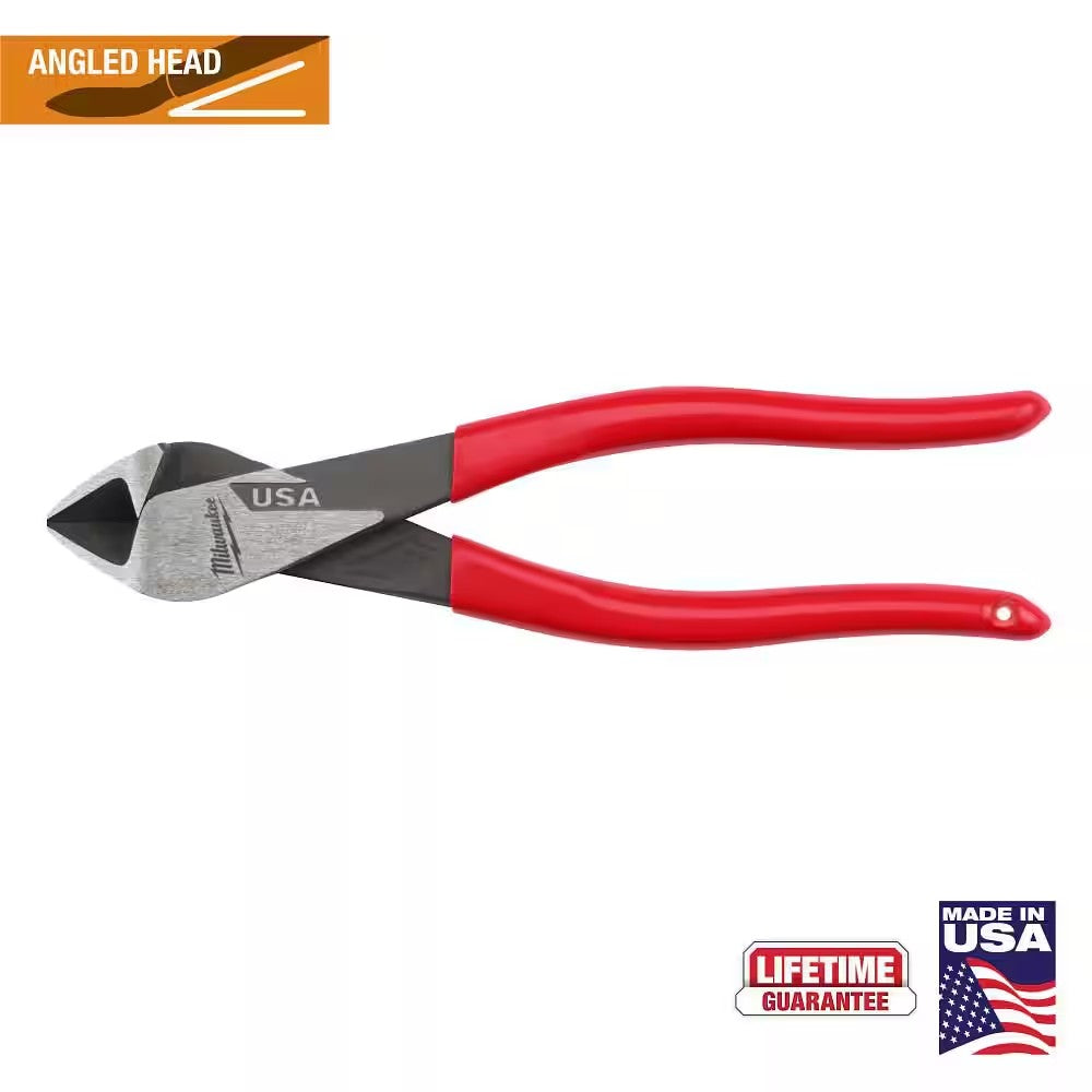 8 in. Angled Head Diagonal Cutting Pliers with Dipped Grip - 1456