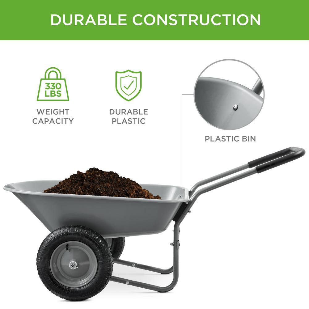 5 cu. ft. Gray Plastic Wheelbarrow with Padded Handles - M1 - 362
