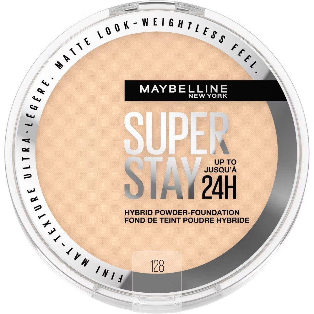 Maybelline Super Stay Matte 24HR Hybrid Pressed Powder Foundation - 128- 0.21 oz: Noncomedogenic, Buildable Coverage, Suitable for All Skin Types -B9-0551