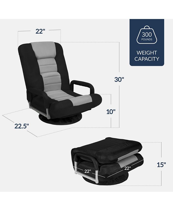 Best Choice Products 360-Degree Swivel Gaming Floor Chair w/ Armrest Handles, Foldable Adjustable Back - Gray -H3-1948