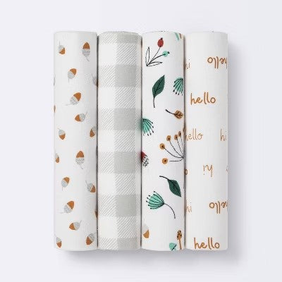 Flannel Baby Blanket Forage On - Cloud Island  - 4pk - F14 - 1796