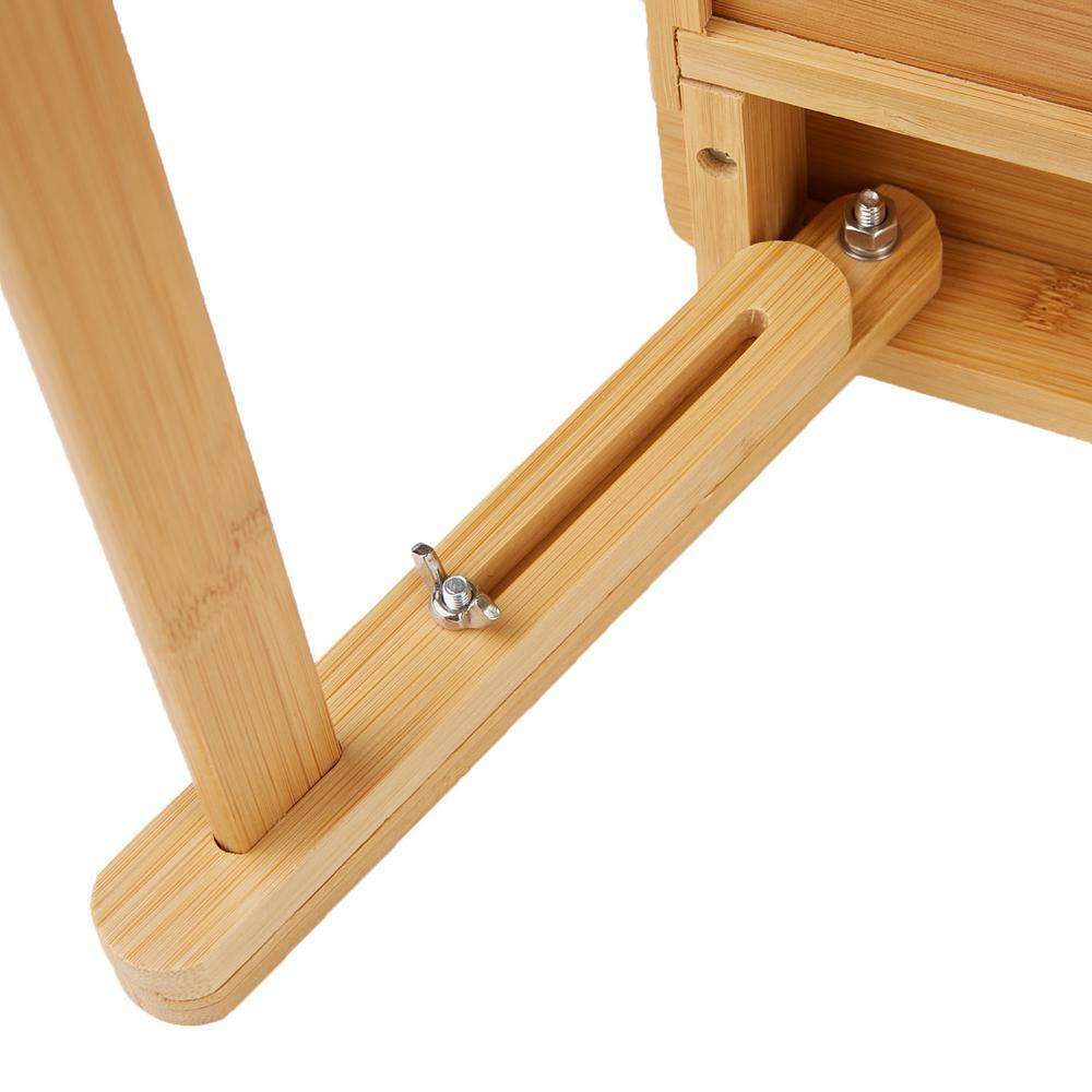Bamboo Laptop Bed Tray with Drawer and Adjustable Top, Legs, Cooling Holes in Brown -A4-1037 -A4-1038